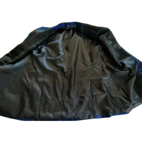 J.M. Haggar Premium Suit Tuxedo Jacket Men 42L/L/L Blue Black Classic Slim Fit - Picture 6 of 11